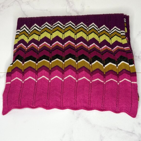 Missoni X Target Wool Blend Purple ZIG-ZAG Chevron Knit 13" x 68" Scarf Ltd Ed - Picture 6 of 7